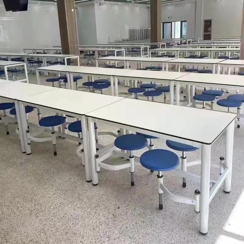 可伸缩食堂餐桌椅组合学校工厂员工食堂连体餐桌可折叠不锈钢餐桌